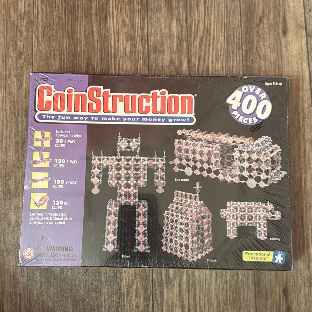 Vintage 1997 CoinStruction Built Kit 400+ Pieces Educational Insights NEW SEALED